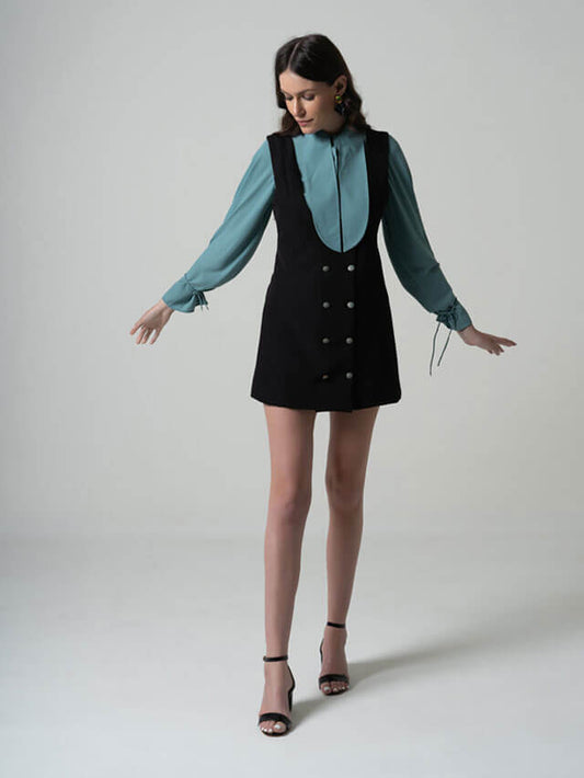 Long Collar Shirt With Jacket Dress