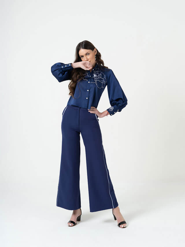 Embroidered Shirt and Pants Set