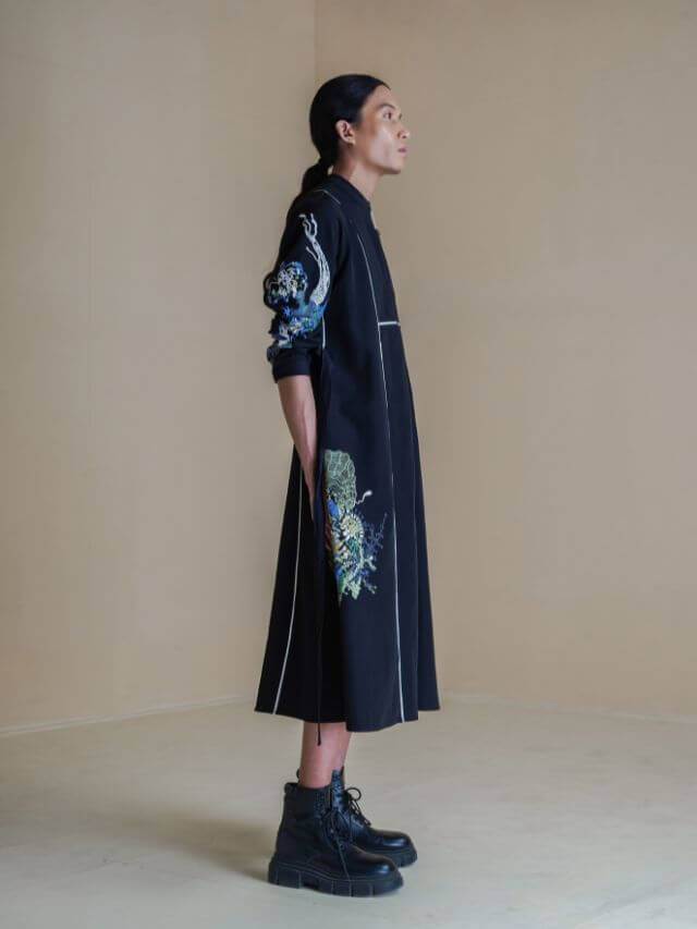 Black germ coat dress