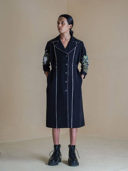 Black germ coat dress