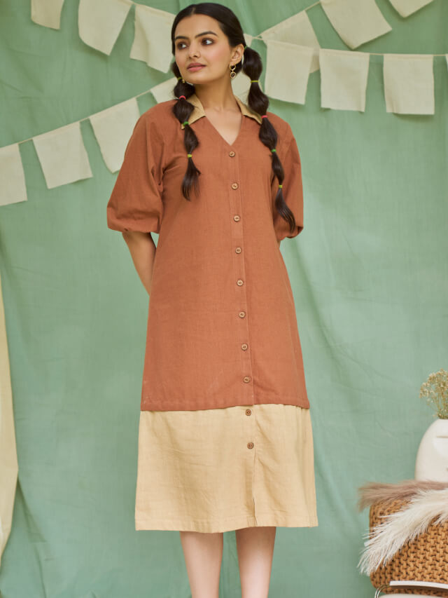 Raw umber detachable dress