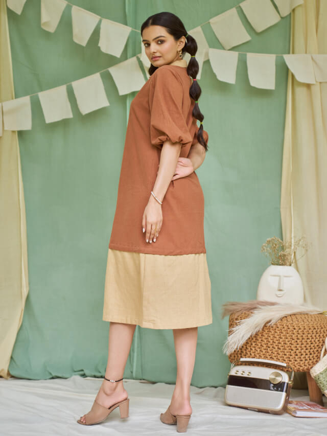 Raw umber detachable dress