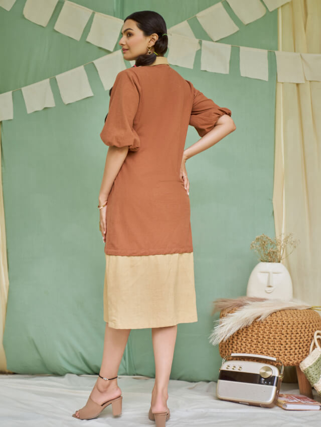 Raw umber detachable dress