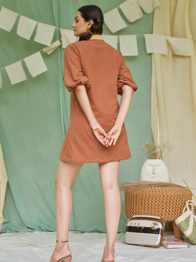 Raw umber detachable dress