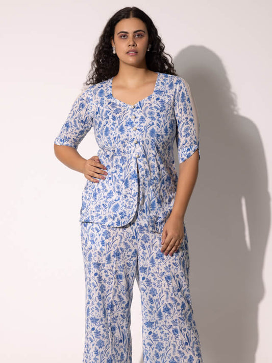 Harper blue print boxy co-ord set