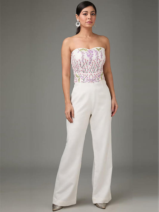 White Banana Crepe Jumpsuit