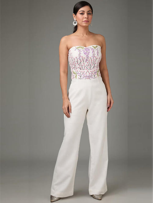 White Banana Crepe Jumpsuit