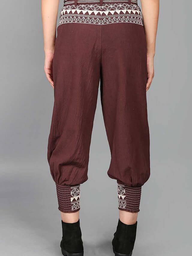 Patchwork embroidered pants