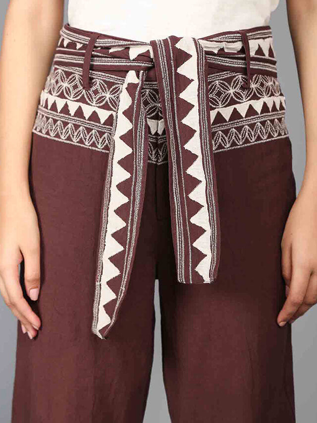 Patchwork embroidered pants