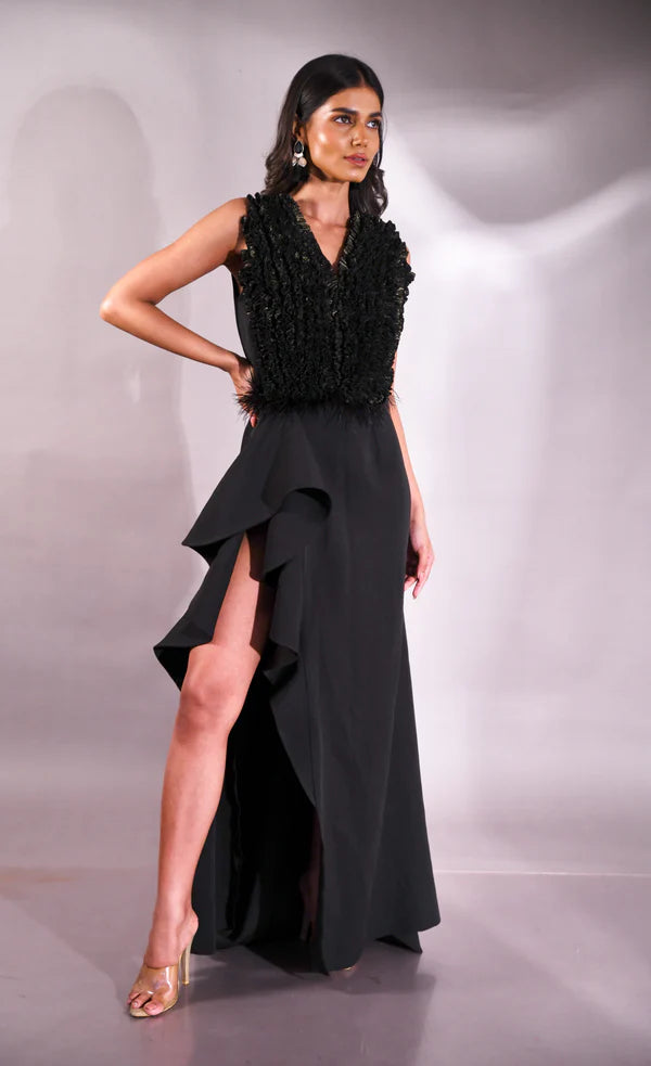 Geode ruffled long dress