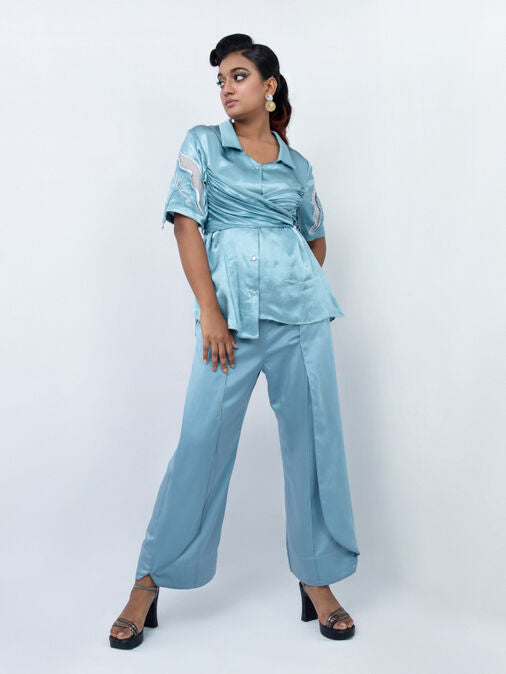 Criss Cross Cord Set Top With Layerd Pant