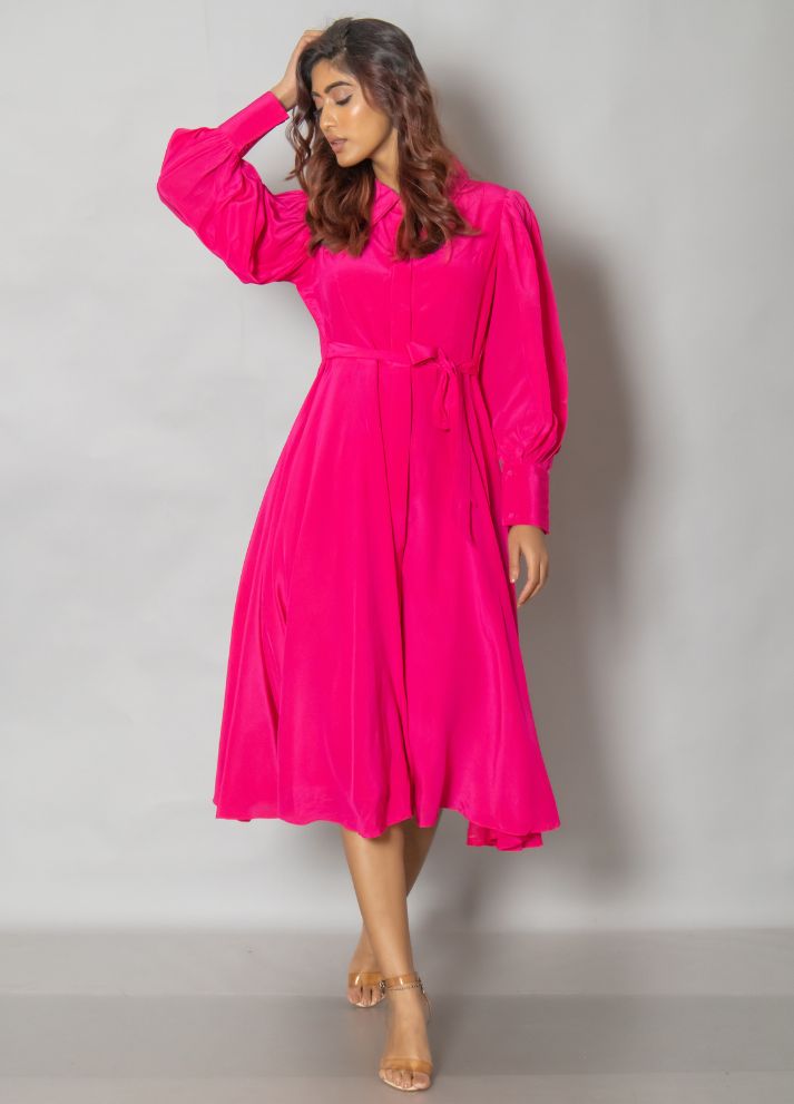 Hot Pink Midi Dress