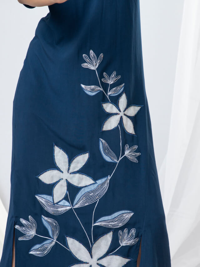 Floral Embroidered Trapeze Dress