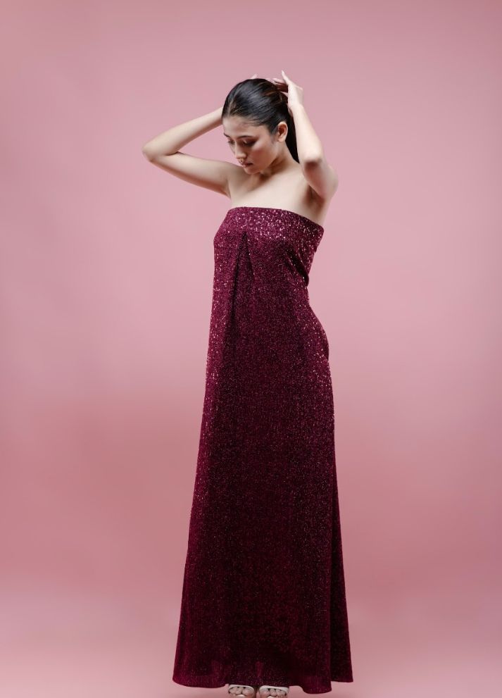 The "Majestic Merlot Evening Gown