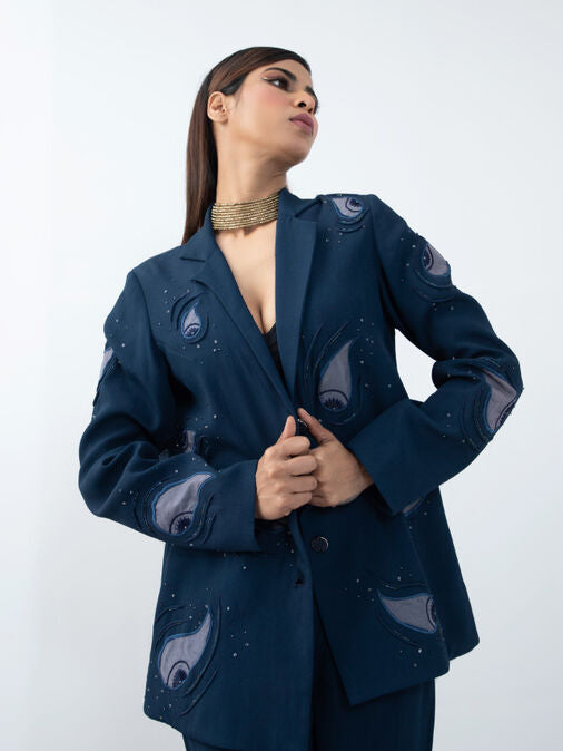 Contemporary Pasley Navy Blue Blazer Set