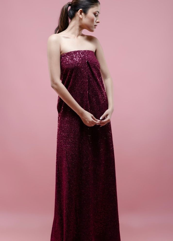 The "Majestic Merlot Evening Gown