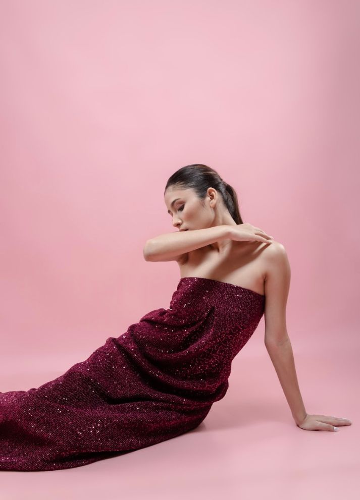 The "Majestic Merlot Evening Gown