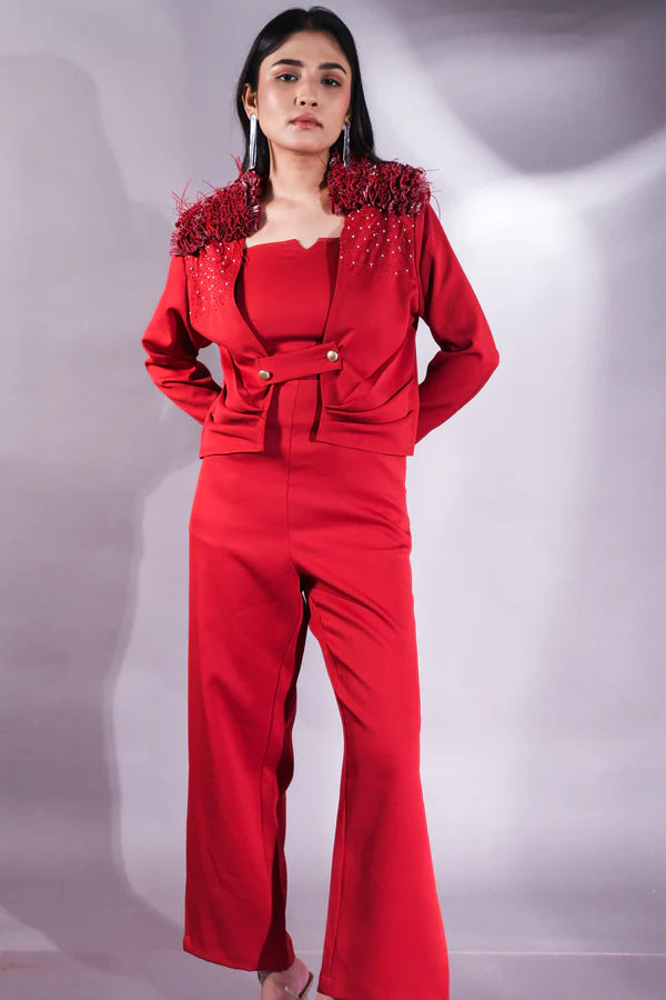 Geode jumpsuit with cropped blazer full set