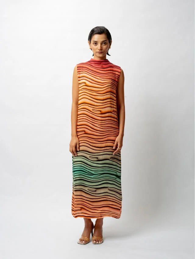 Multi-colored Satin Digital Printed Dress_3